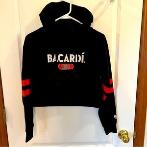 Bacardi 1862 Ladies Medium Like NEW! Black and Red Cropped Hoodie